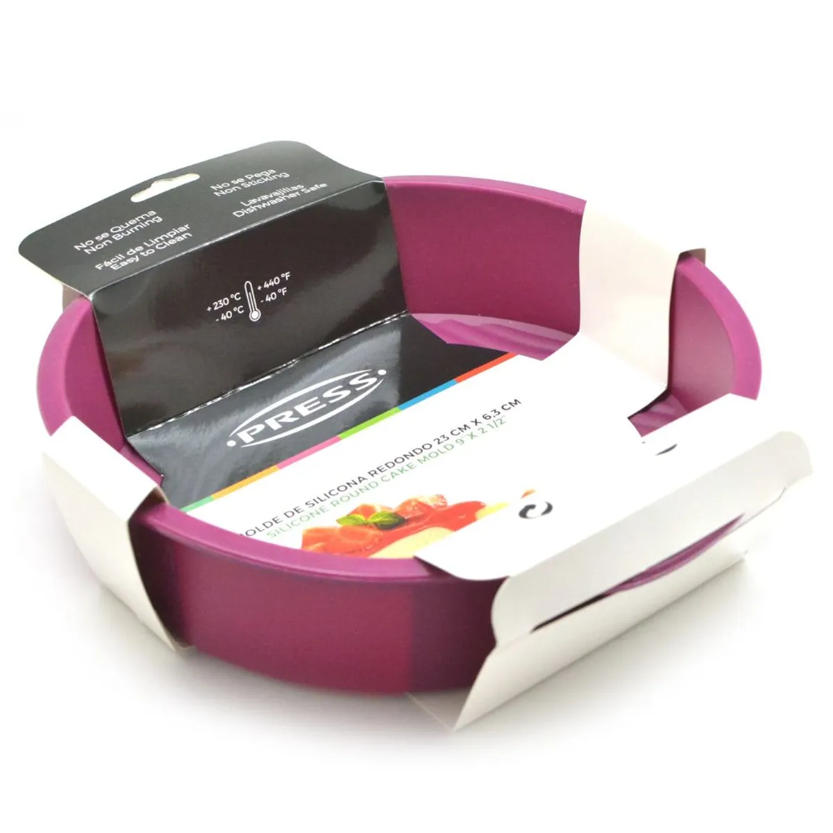 PRESS - Molde de Silicona Redondo 23 cm x 6.3 cm Morado Línea Silicona - PRESS