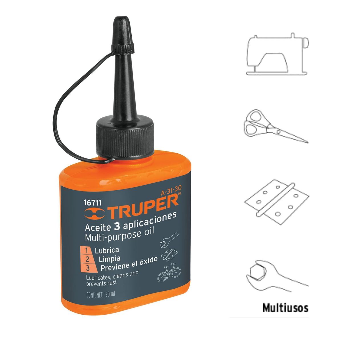 TRUPER - Aceite 3 En 1 multiusos 30ml (1oz), truper