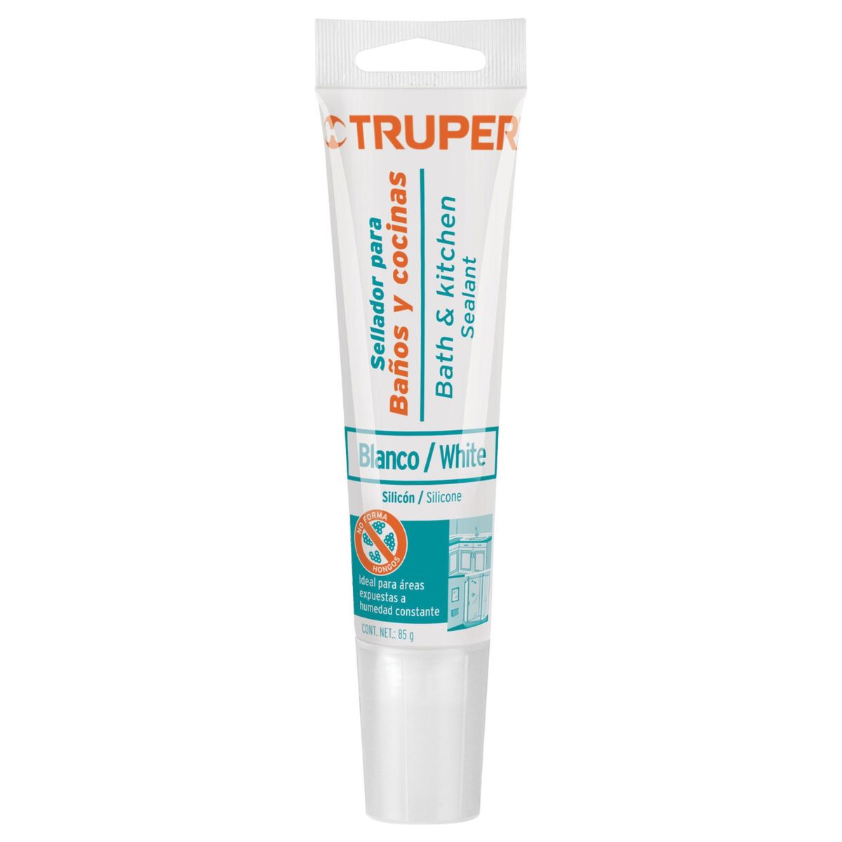 TRUPER - Silicona blanca, sellador de baños y cocinas, 85 g, Truper