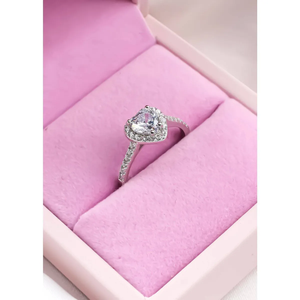 CLEO JOYAS & ACCESORIOS - Anillo promesa divine corazon circones plata