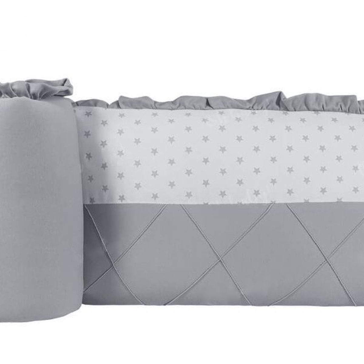 GENERICO - Protector Lateral Parachoques cuna diseño plomo y estrellita