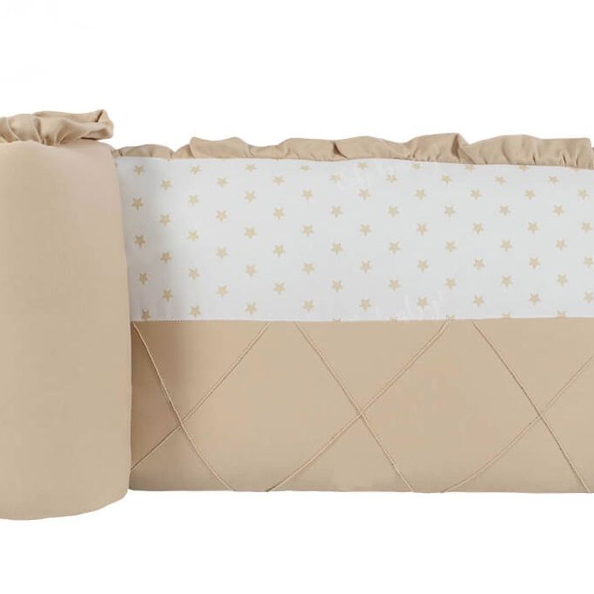 GENERICO - Protector Lateral Parachoques cuna diseño beige -estrellitas