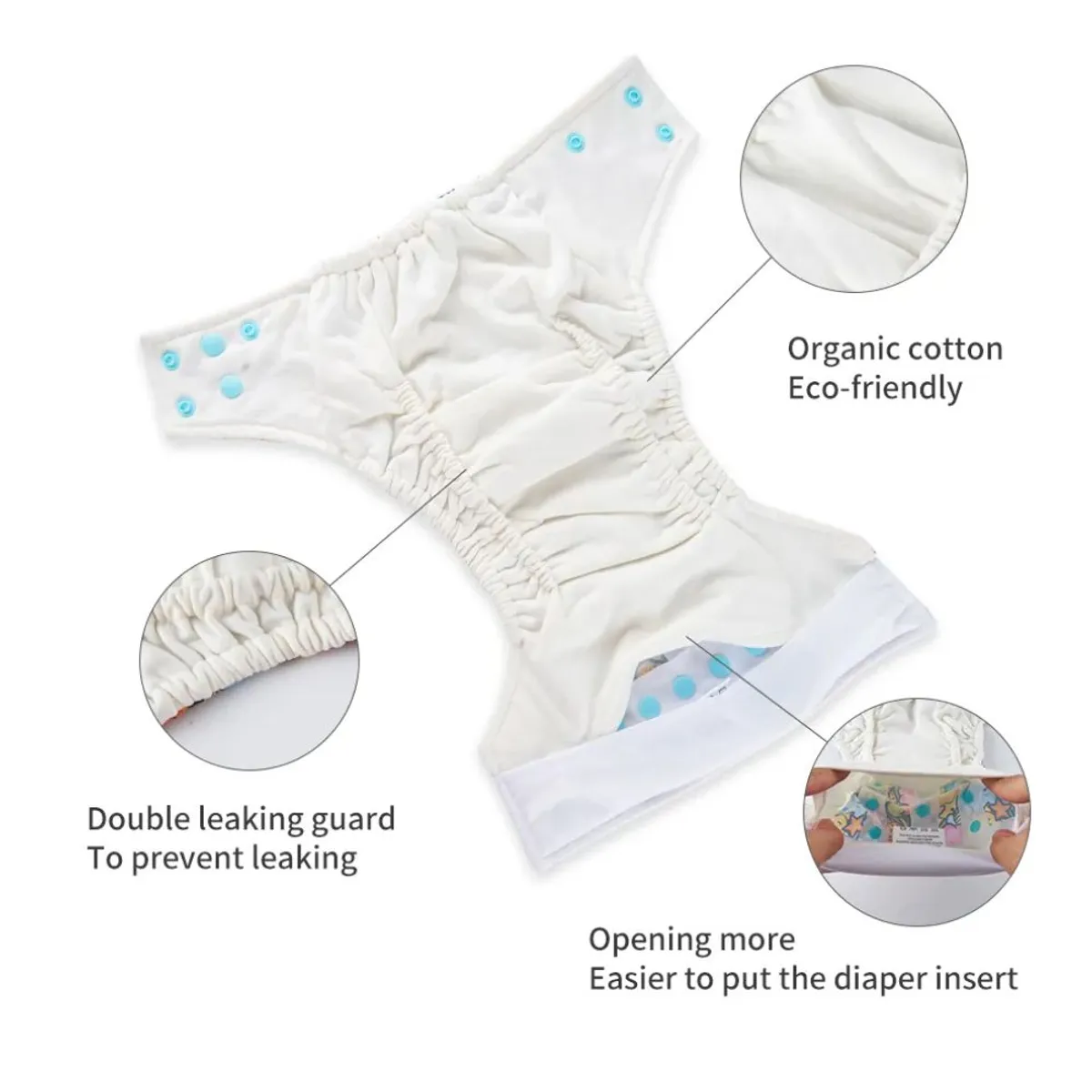 GENERICO - Pañal de Tela Ecológico Algodón Orgánico Velcro