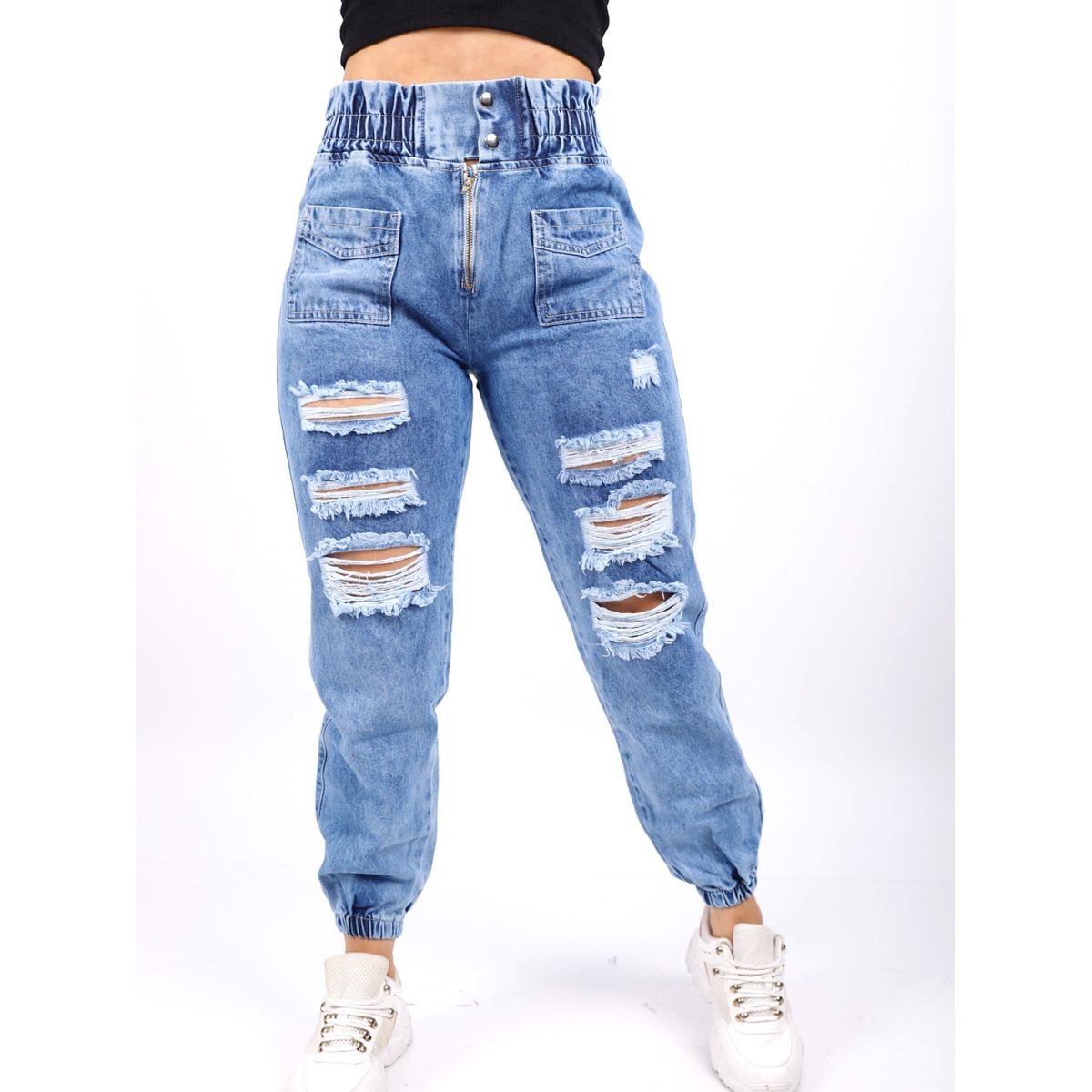 BENCUS JEANS - Jogger Jeans Mujer Rasgado