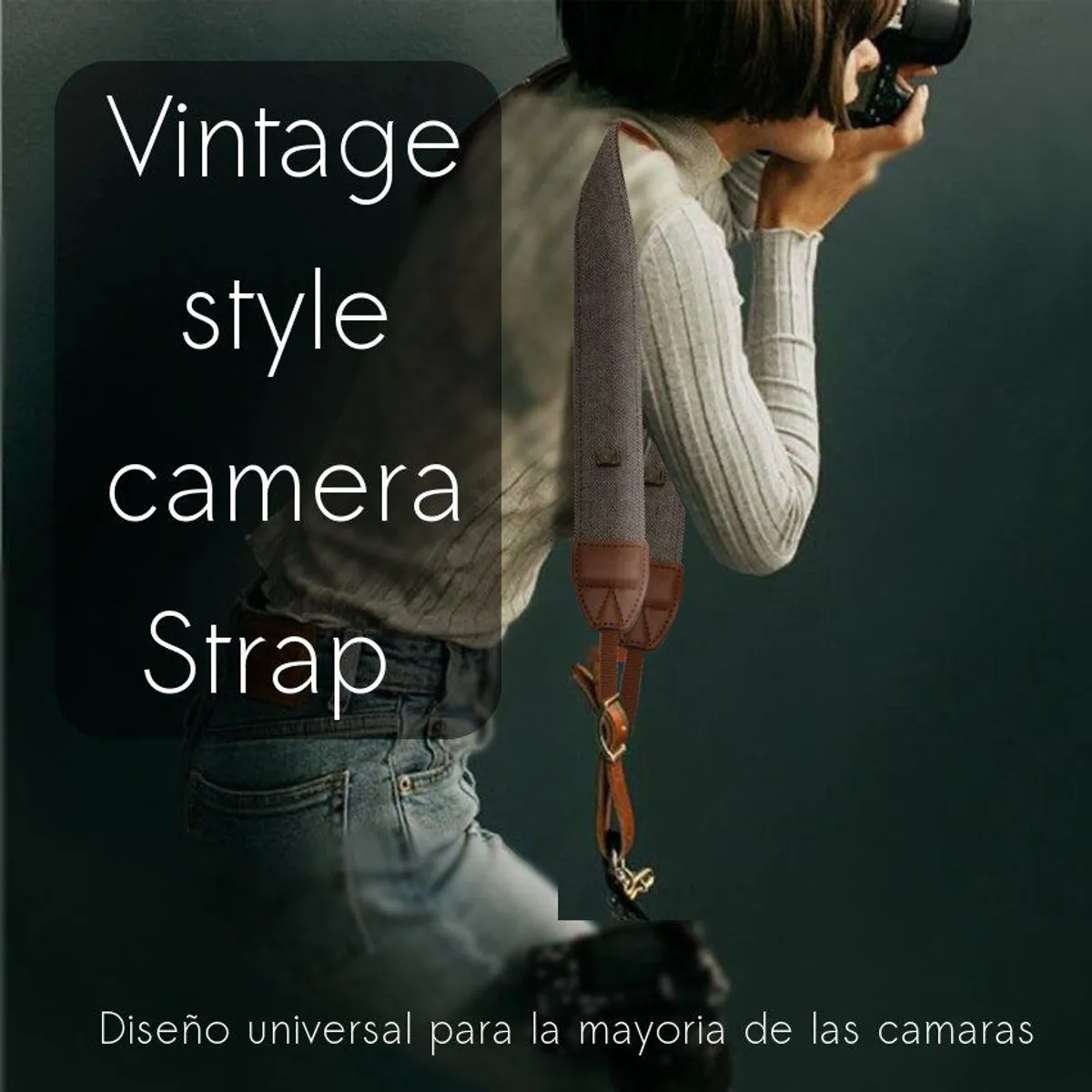 GENERICO - Correa  algodón cuero cuello cámara dslr nikon canon sony fujifilm