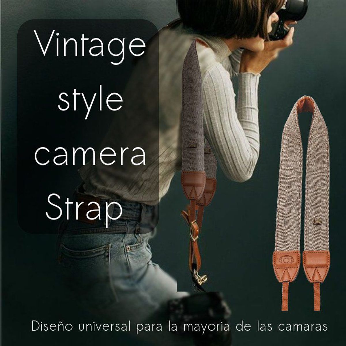 GENERICO - Correa soporte ajustable p cámara vintage dslr nikon canon sony pentax