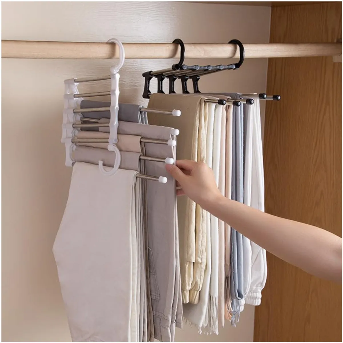 INSPIRA MARKET - Set x 2 Perchero colgador organizador de pantalones Blanco