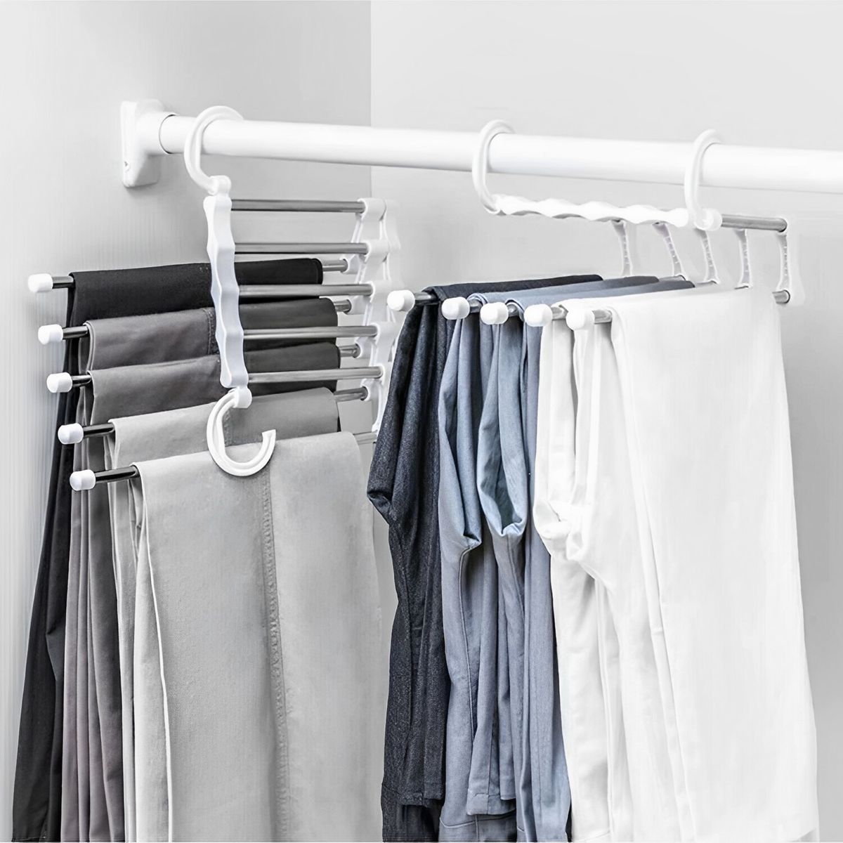 INSPIRA MARKET - Set x 2 Perchero colgador organizador de pantalones Negro