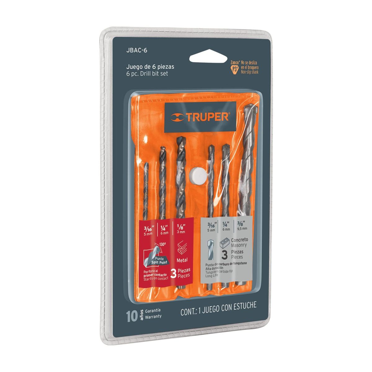 TRUPER - Broca para metal y concreto 6 piezas, truper