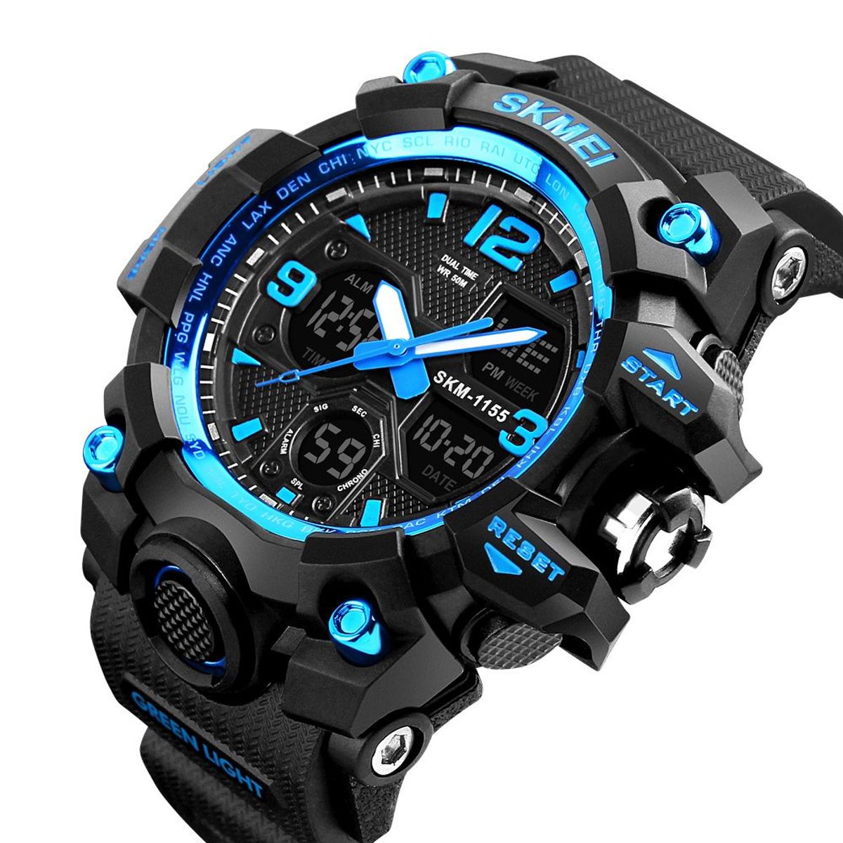 SKMEI - Reloj Skmei 1155 Doble Horario Negro/ Azul