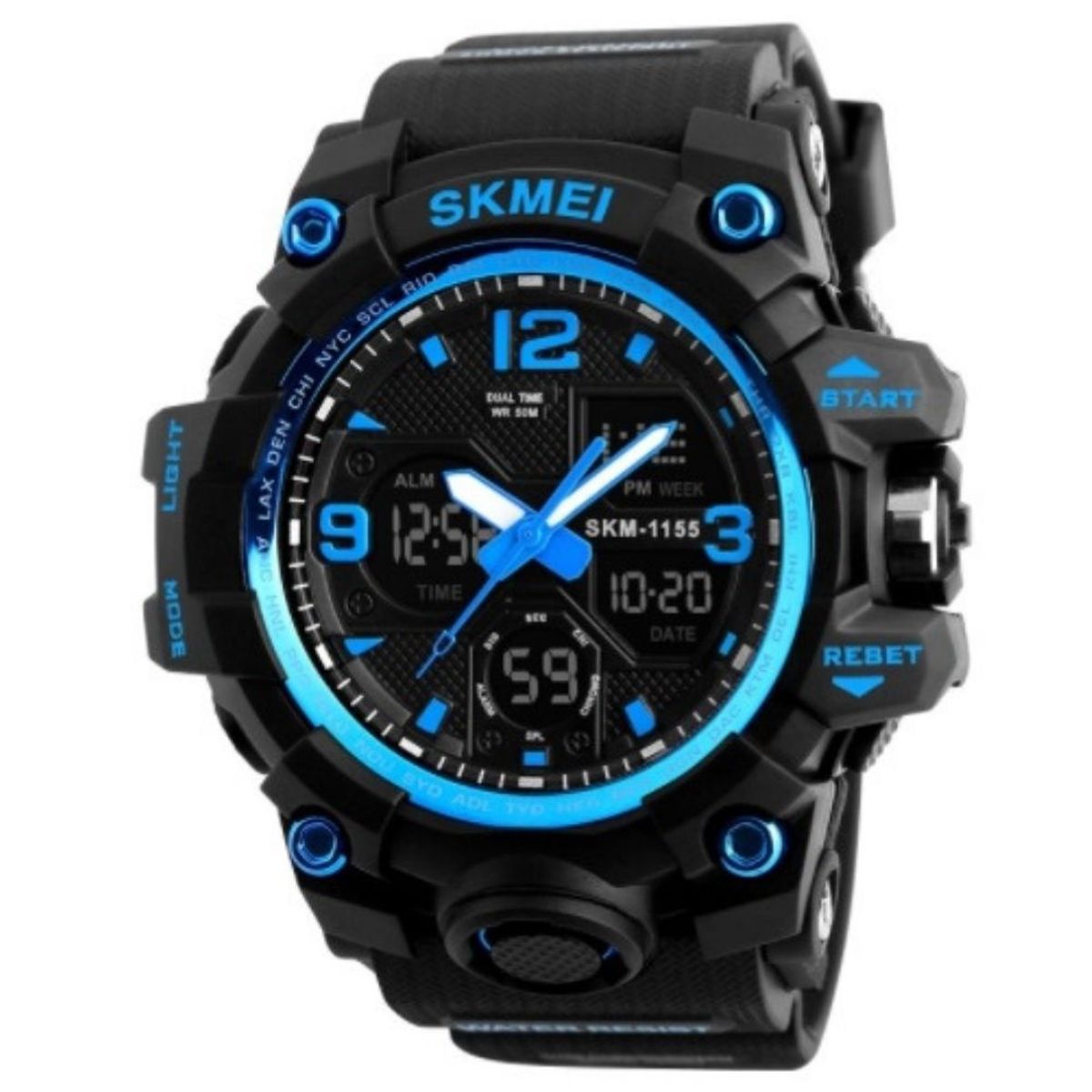 SKMEI - Reloj Skmei 1155 Doble Horario Negro/ Azul