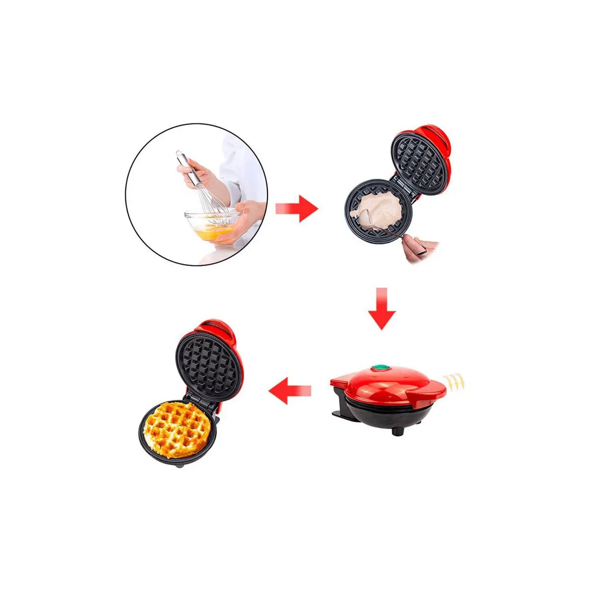 GENERICO - Mini Wafflera Antiadherente Eléctrica Color Aleatorio