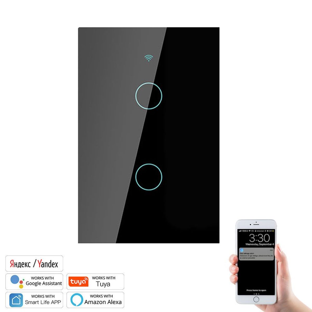 GENERICO - Interruptor de pared con wifi 2 tomas