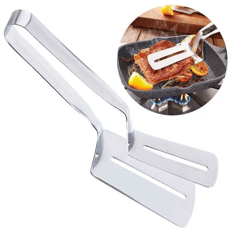 GENERICO - Pinza Espatula Doble de Acero Inoxidable para Cocina Multiusos