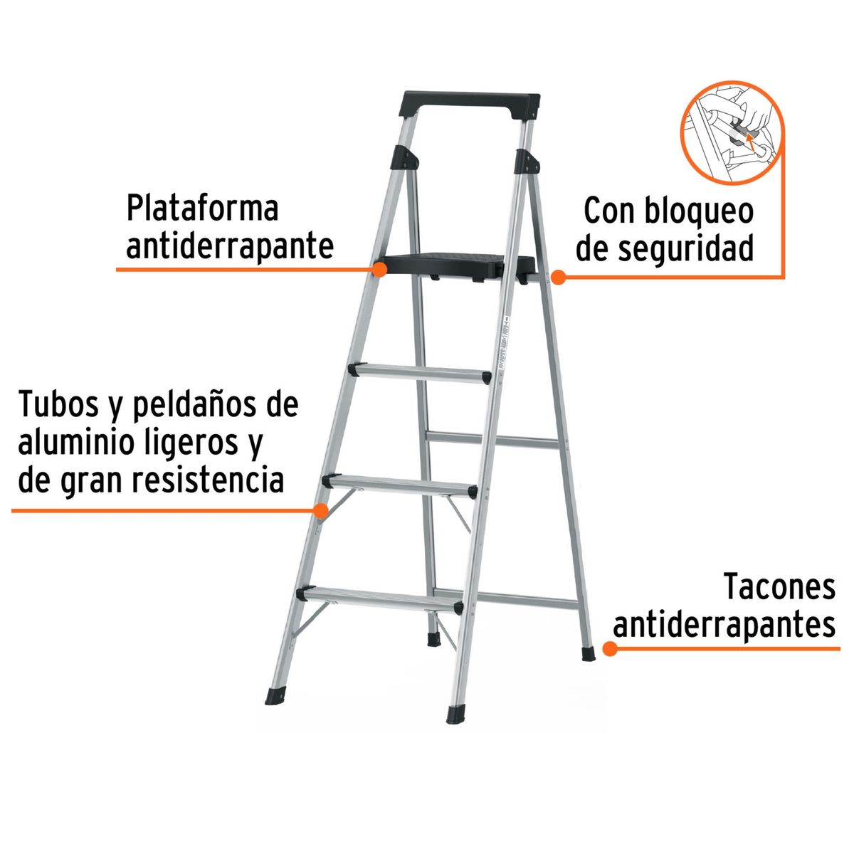 TRUPER - Escalera tijera plegable 4 peldaños, truper