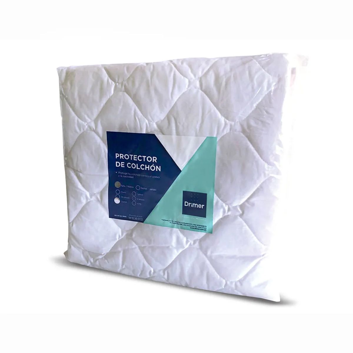 DRIMER - Protector de Colchón Simple T/N Blanco 1.5 Plazas