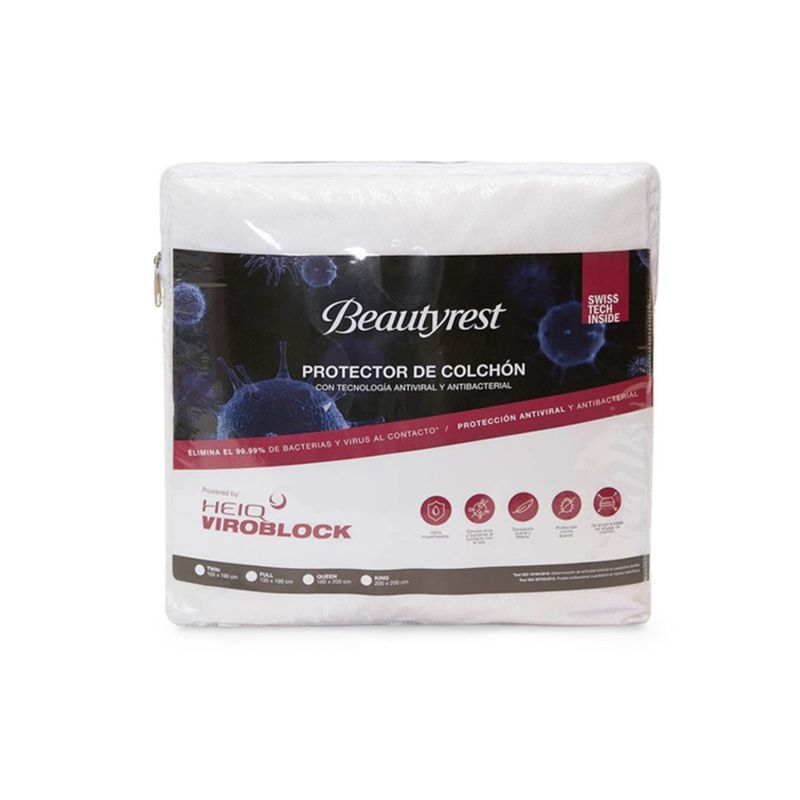BEAUTYREST SIMMONS - Protector De Colchón Impermeable Heiq Viroblock 2 Plazas