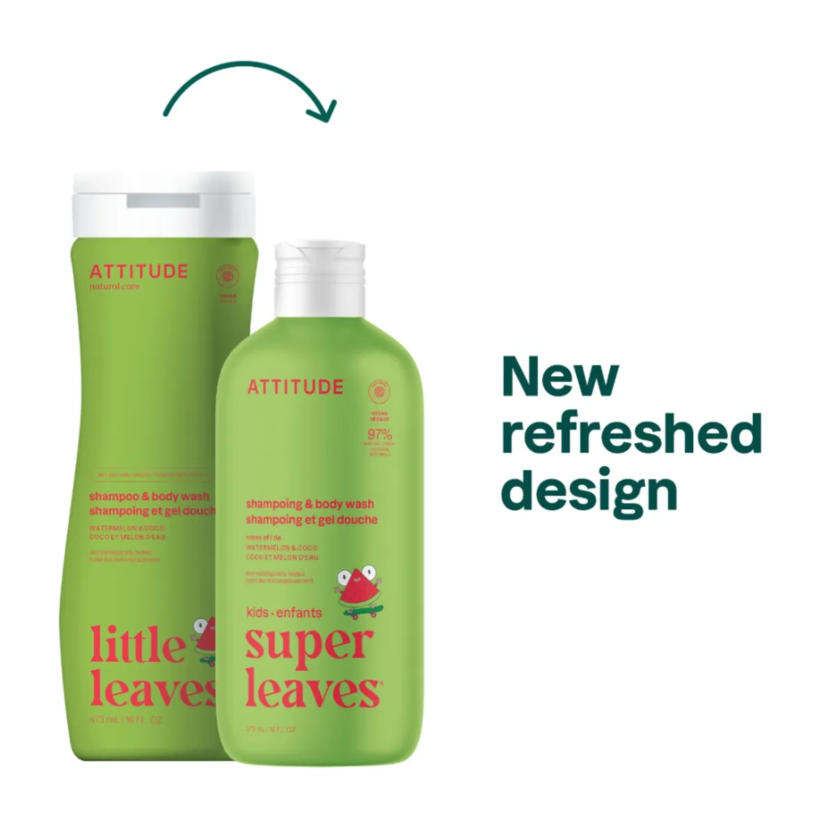 ATTITUDE - Attitude Shampoo  gel de baño natural Kids Sandia y Coco.