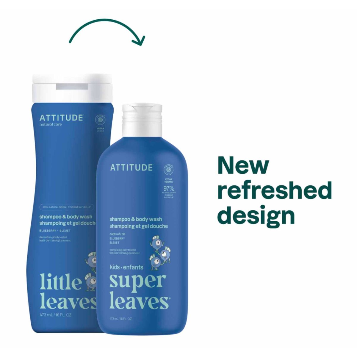 ATTITUDE - Attitude Shampoo  gel de baño natural Arándanos.