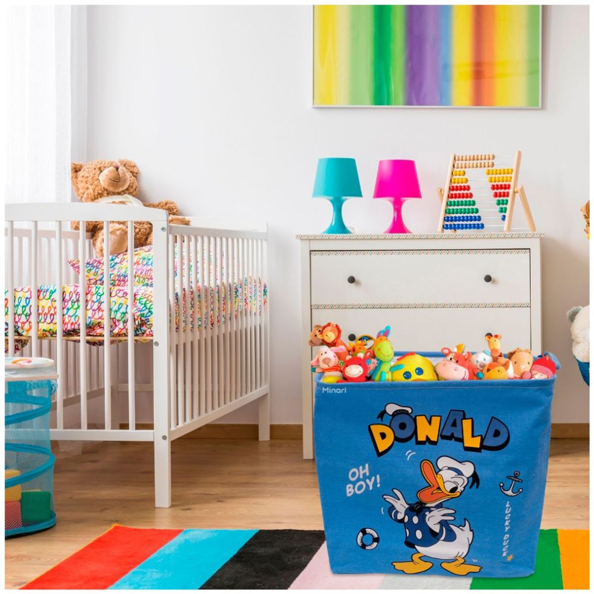 MINARI - Cesta Organizador de Juguetes Habitación Plegable para Niños Azul 724C