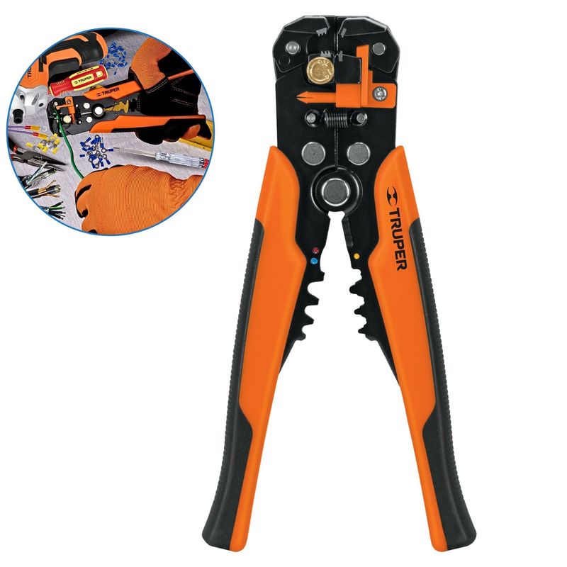 TRUPER - Alicate Pelacable automático ponchador profesional, 8 pulgadas truper