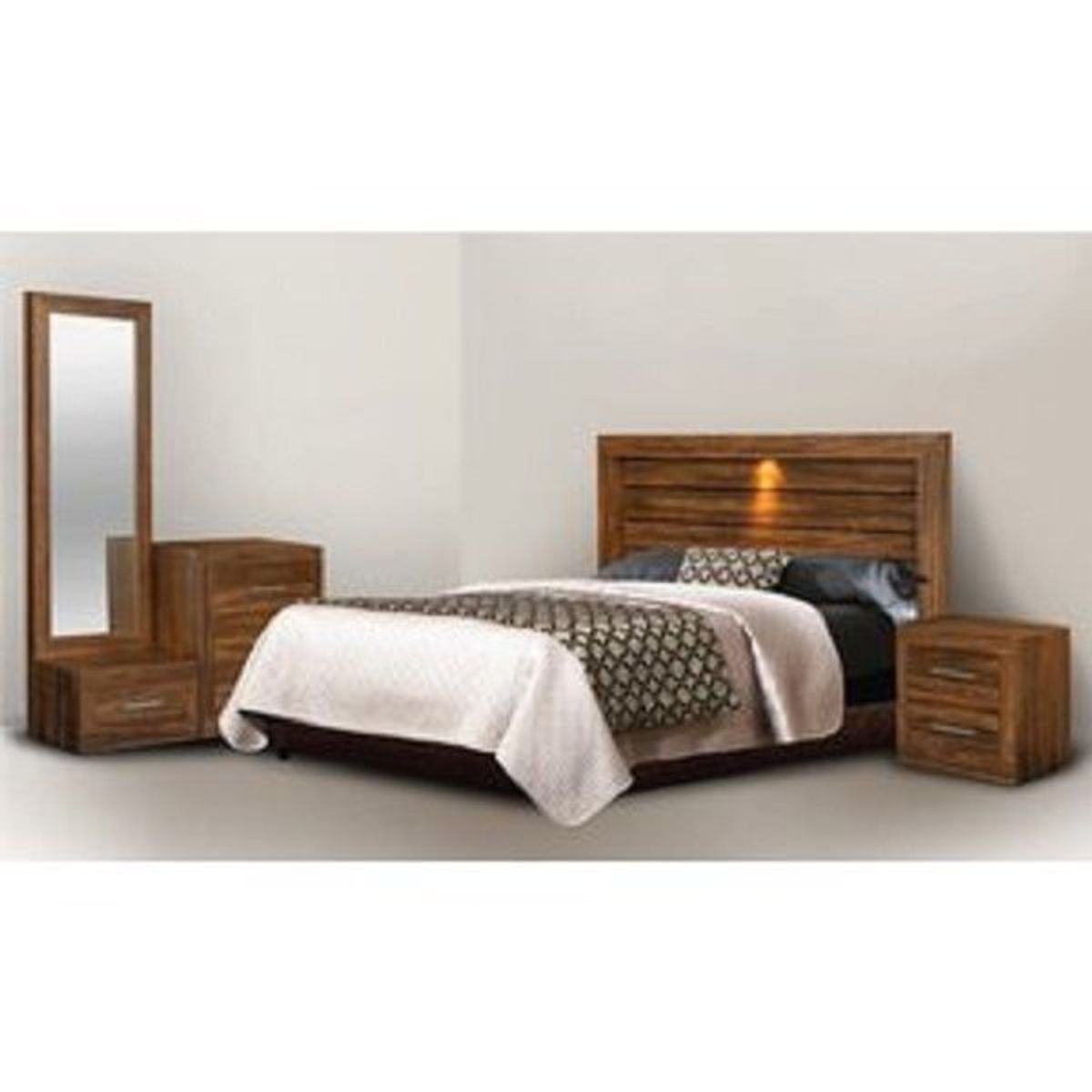 DMUEBLES - Dormitorio 2 Plz  +Cabecera +2 Veladores+Comoda+Espejo Viena.