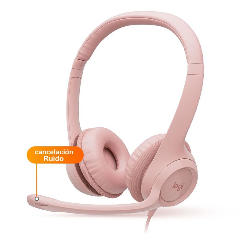 LOGITECH - Audifono Logitech H390 Cancelacion Ruido Call center USB - Rosa