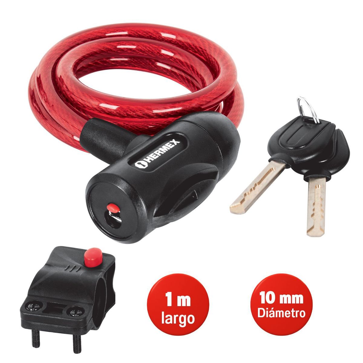 HERMEX - Candado cadena para bicicleta 10mmx10m cb-10 - hermex