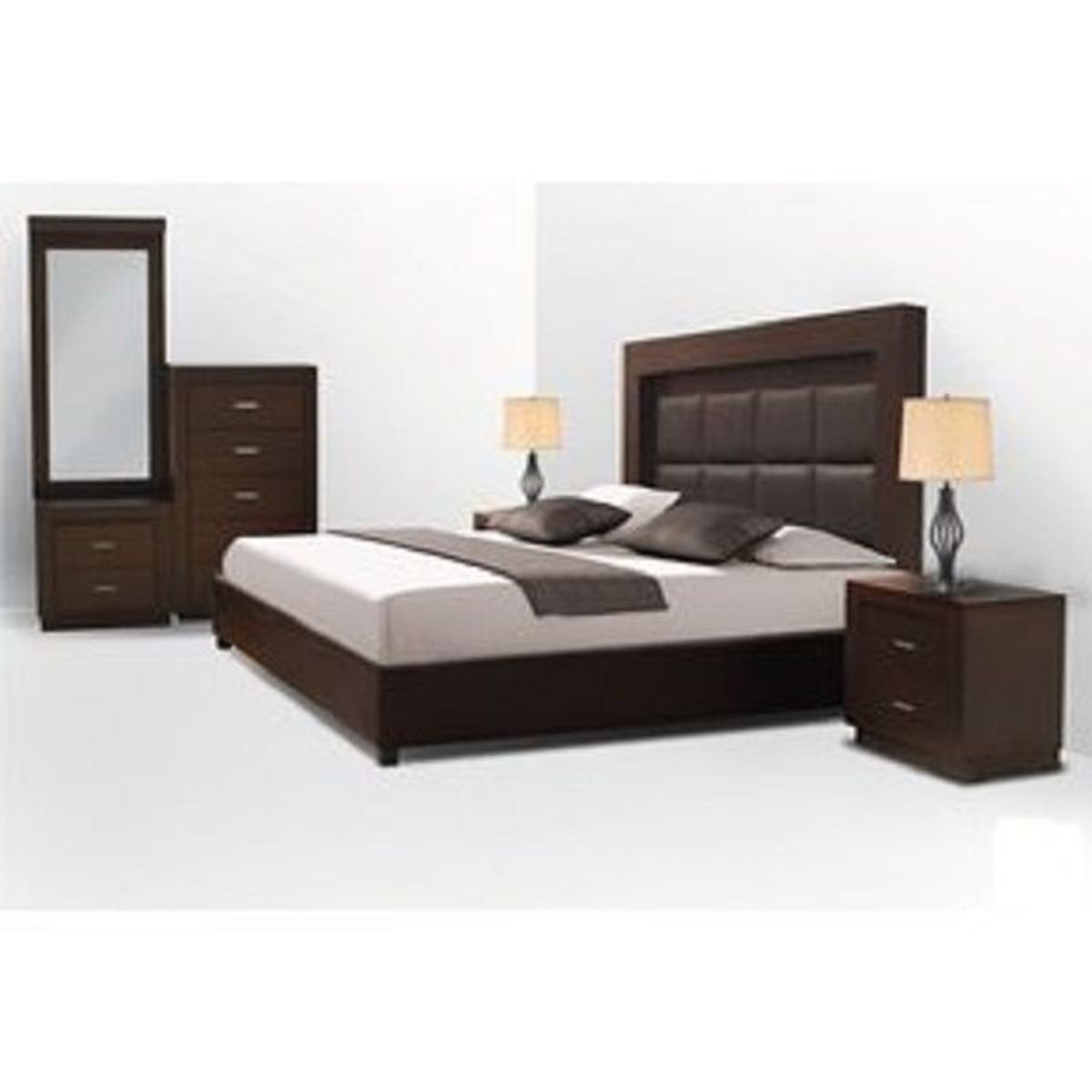 DMUEBLES - Dormitorio 2 Plz + Cabecera + 2 Veladores + Comoda + Espejo Tang.