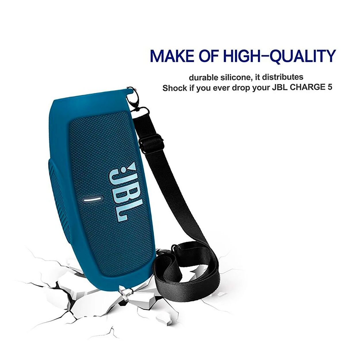 GENERICO - Funda Estuche de Silicona para Parlante Bluetooth Jbl Charge 5 - Azul