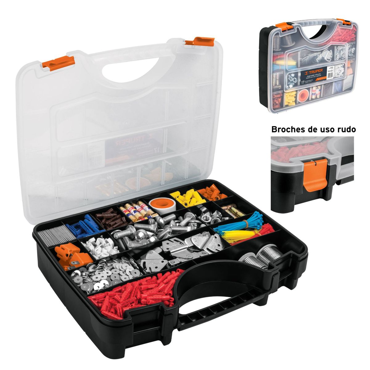 TRUPER - Organizador reforzado 17 compartimientos caja almacenamiento - truper