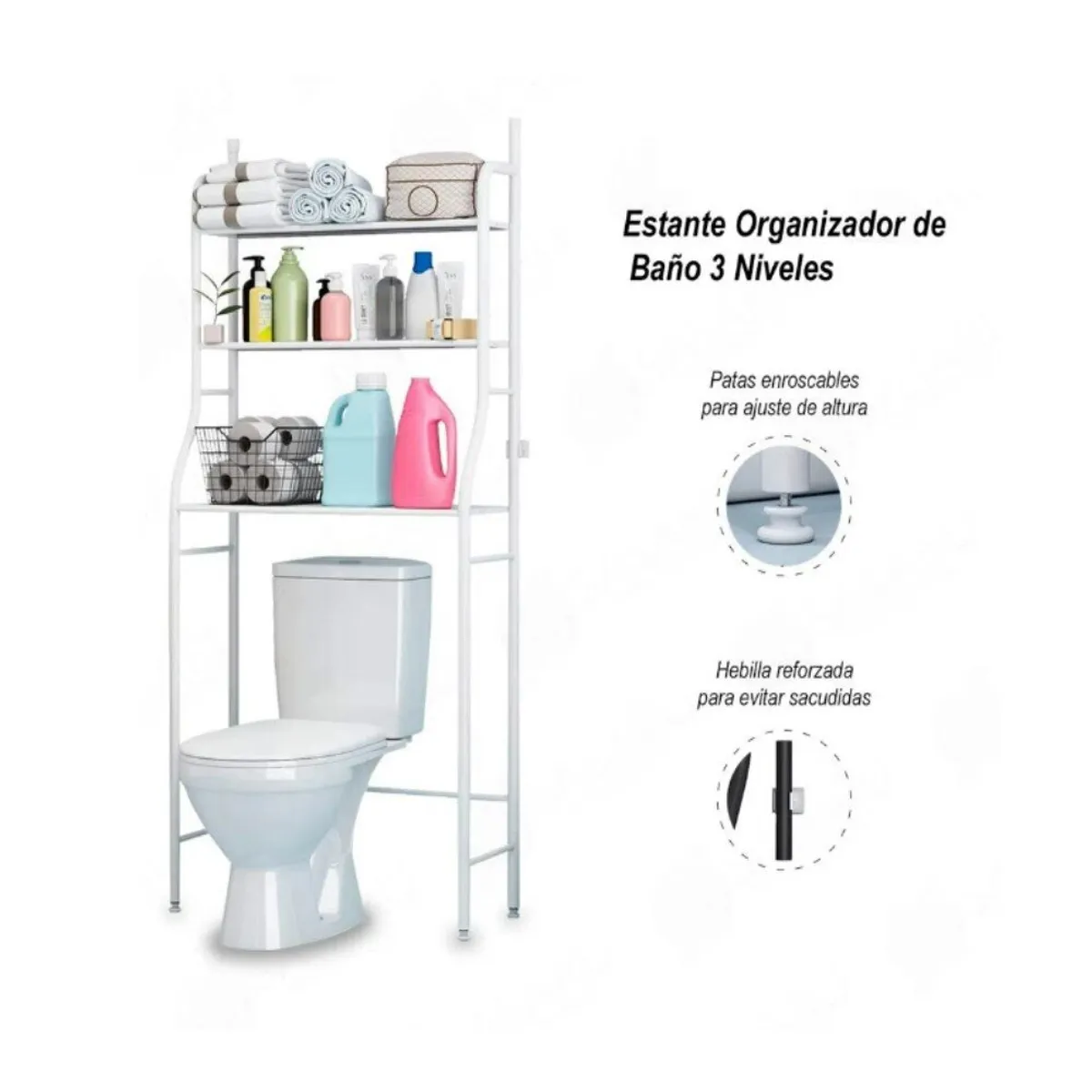 GENERICO - Organizador Estante Baño 3 Niveles Acero Multiuso