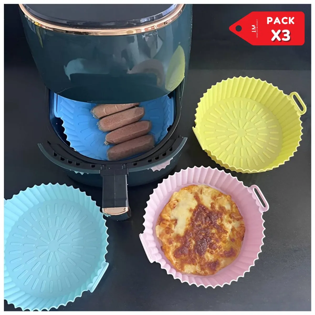 INSPIRA MARKET - Moldes de Silicona de Colores para Freidora de Aire Pack x3