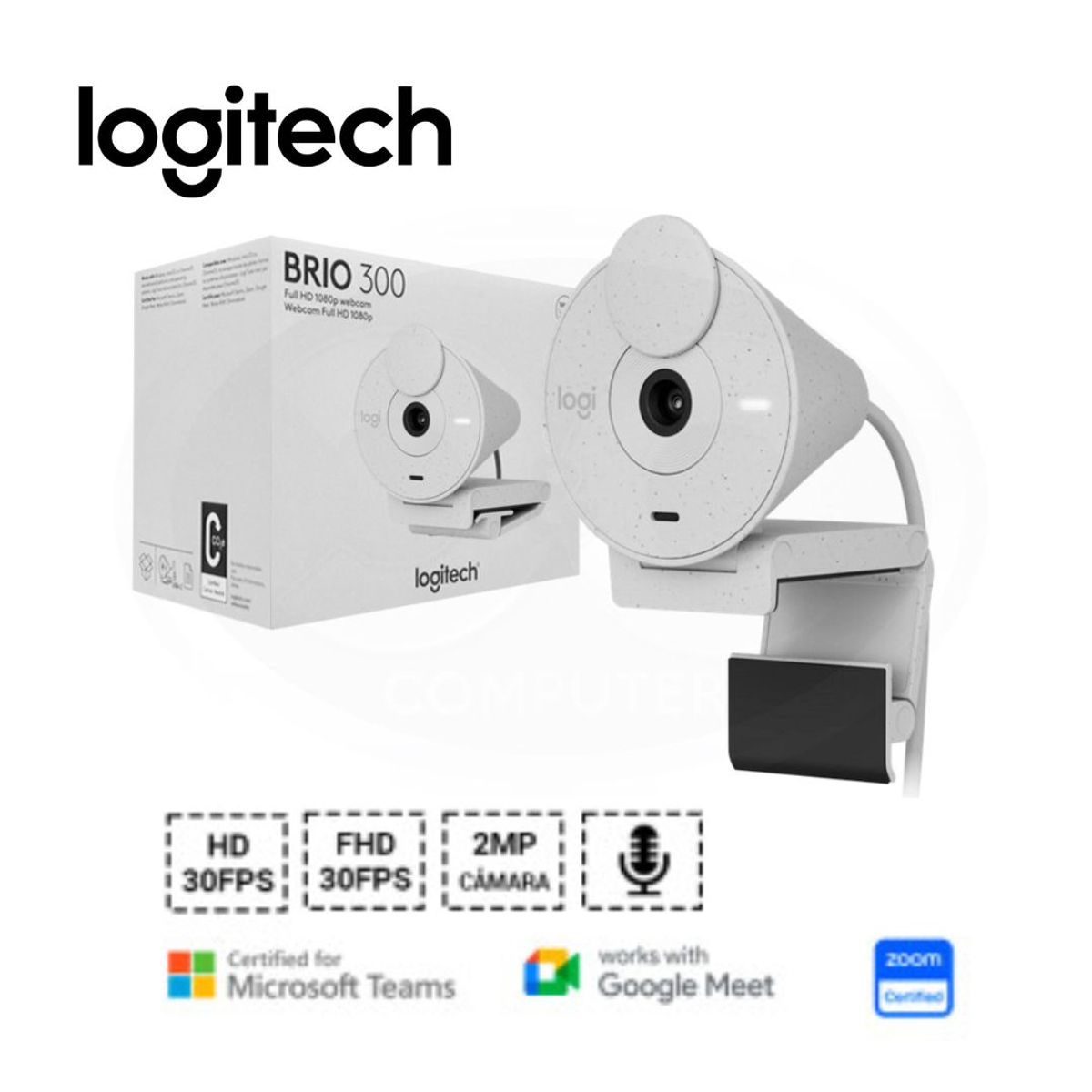 LOGITECH - CÁMARA LOGITECH BRIO 300 FHD 1080P USB-C BLANCO