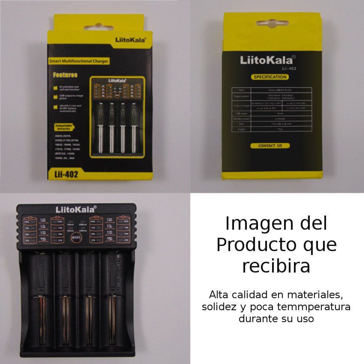 LIITOKALA - Cargador baterias pila recargable liitokala li 402 aa aaa 18650 14500