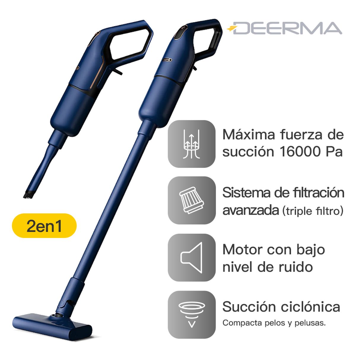 DEERMA - Aspiradora Vertical y de Mano Deerma DX1000 - 2 en 1