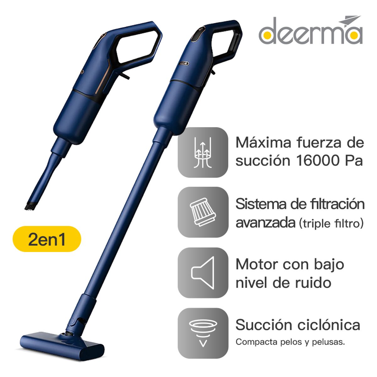 DEERMA - Aspiradora Vertical y de Mano Deerma DX1000 - 2 en 1