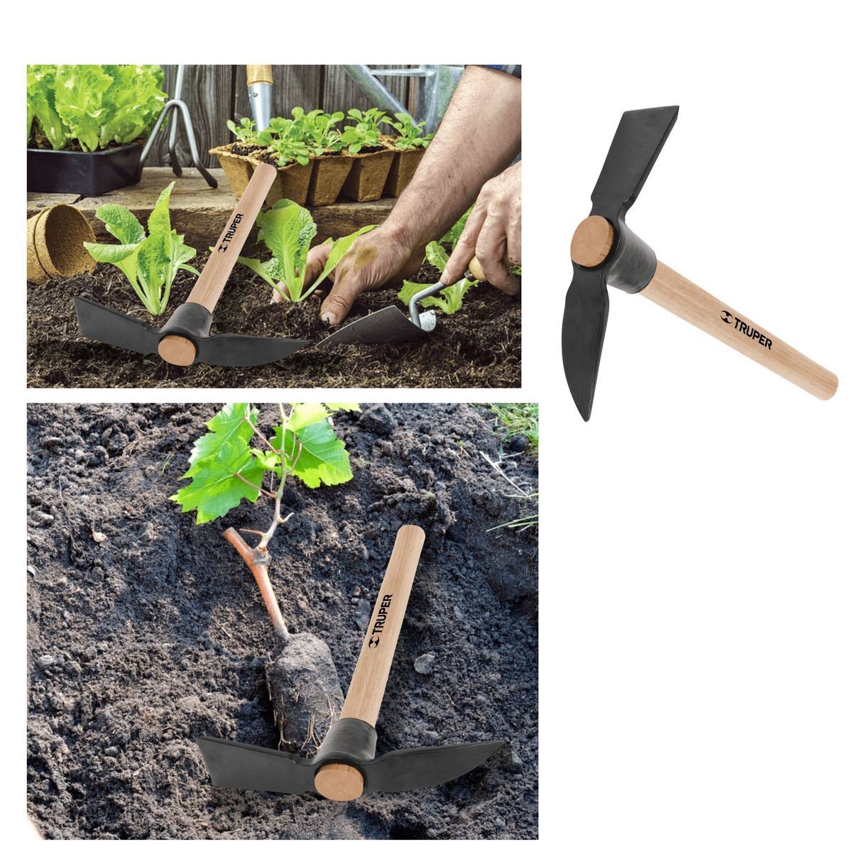 TRUPER - Pico para jardín mango de madera 14 Truper