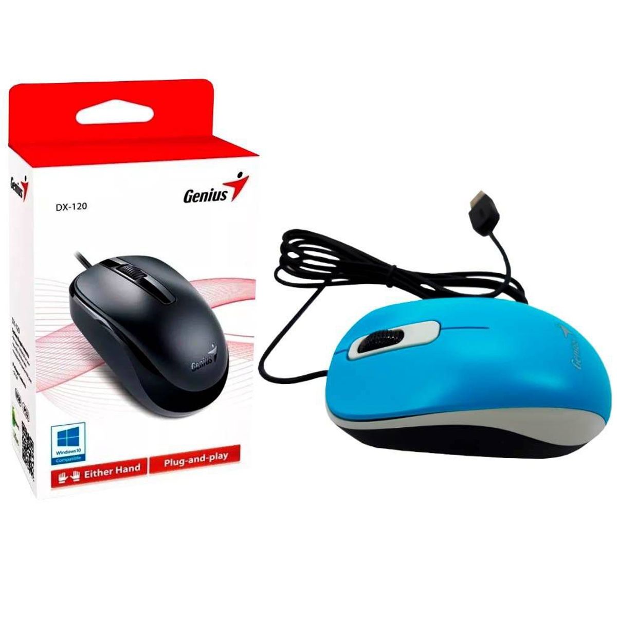 GENIUS - Mouse Genius Dx 110 Azul Cableado Usb Optico Pc Laptop