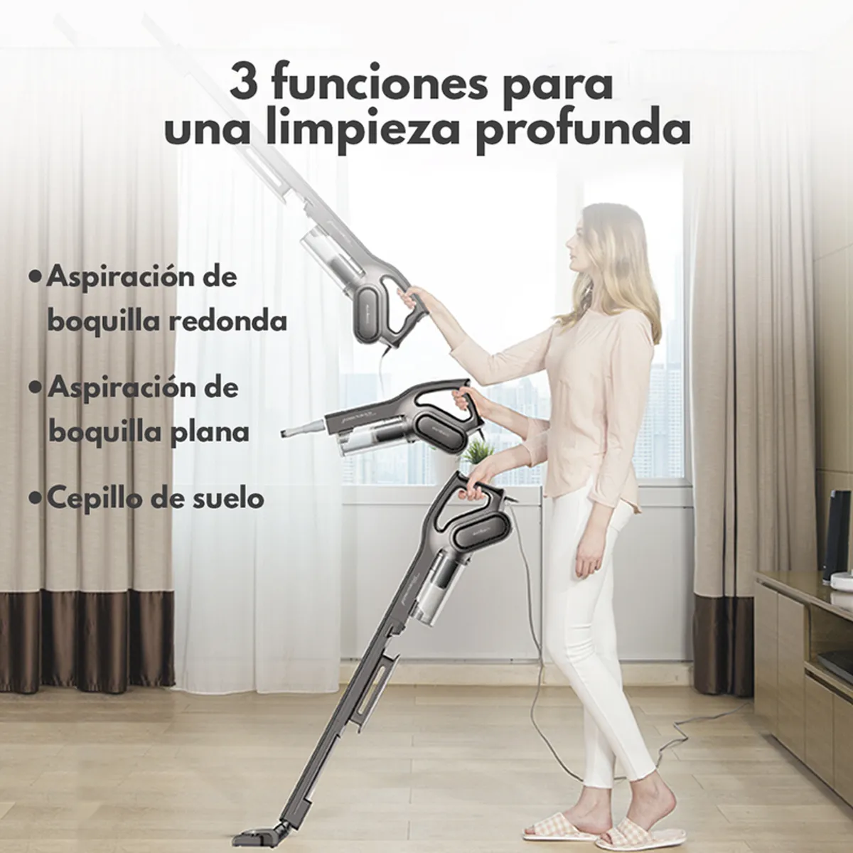 DEERMA - Aspiradora Multinfuncional 2 en 1 Deerma DX700S 3 Cabezales 15kPa