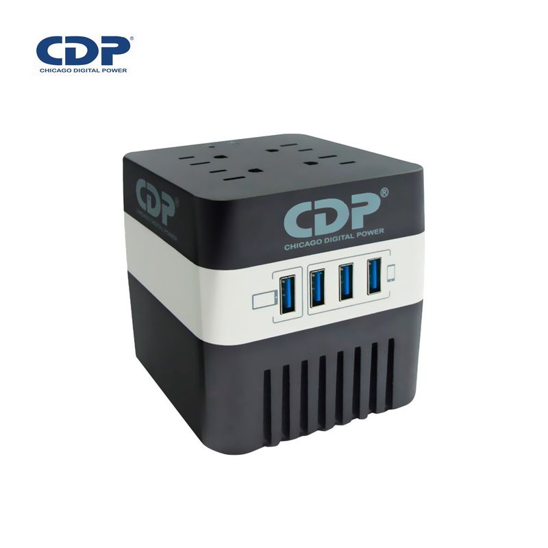 CDP - Estabilizador Cdp  RU-AVR604I 600VA/300W 4 Salidas 4 Puertos Usb