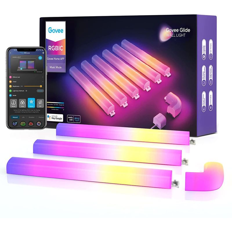 GOVEE - Govee Glide Barras de Luz LED WiFi Inteligente - 6 Barras y 1 Esquina