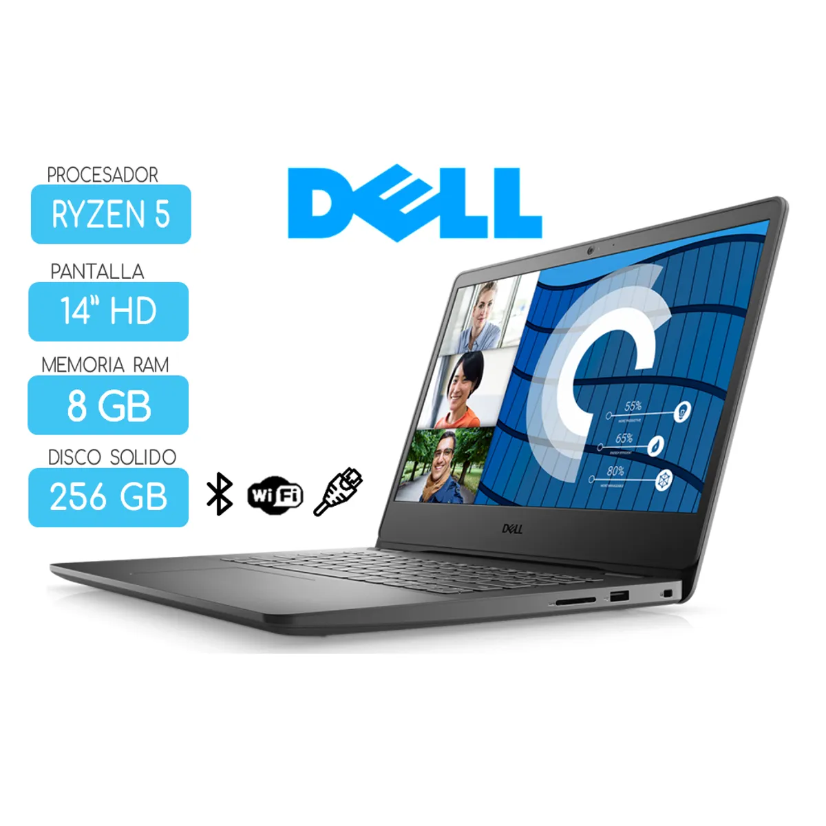 DELL - Laptop DELL Ryzen 5 Ram 8GB  SSD 256GB Pant 14'' HD, Vostro 14 FreeDOS (sin windows)