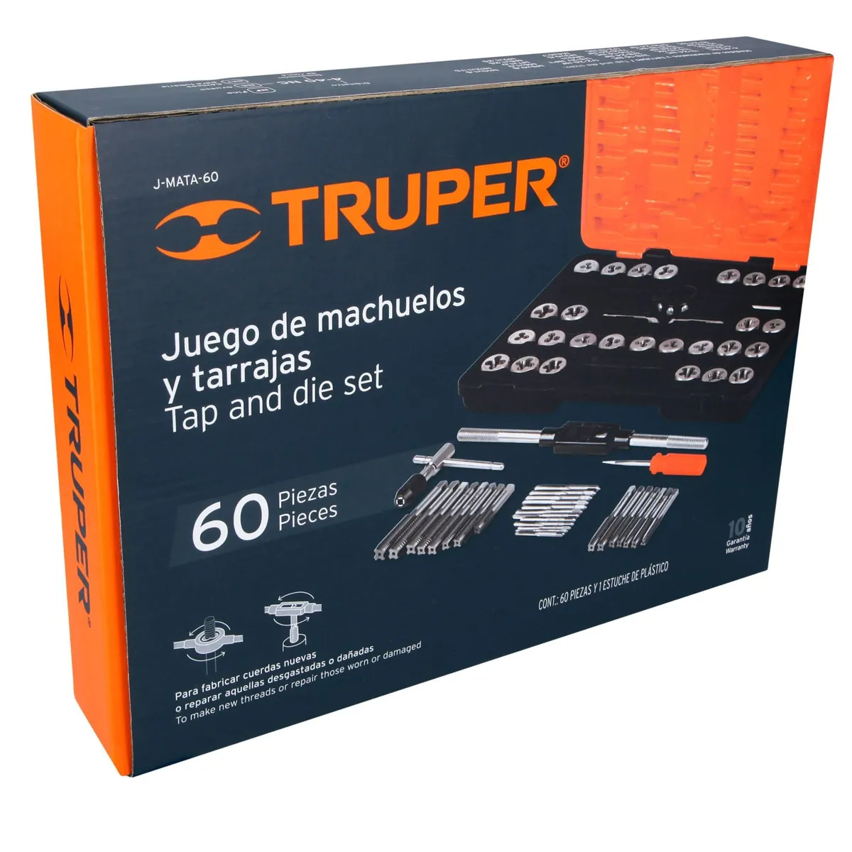 TRUPER - Juego de Machuelos y Tarrajas, 60 piezas,  saca rosca Truper