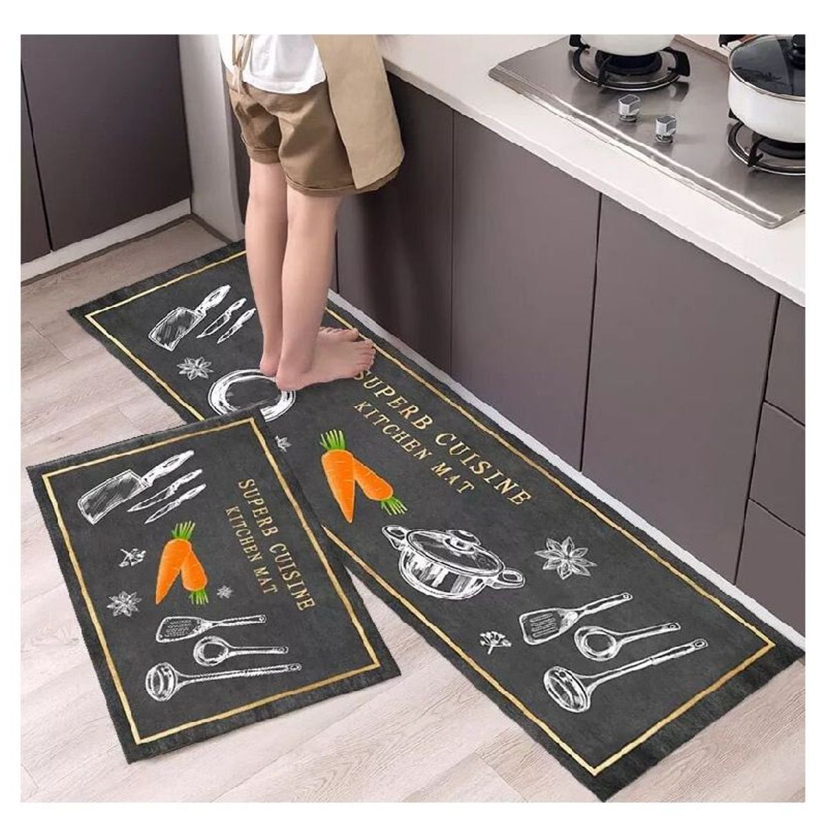 GENERICO - Pack x 2 Alfombra decorativa tapete antideslizante Modelo Aleatorio