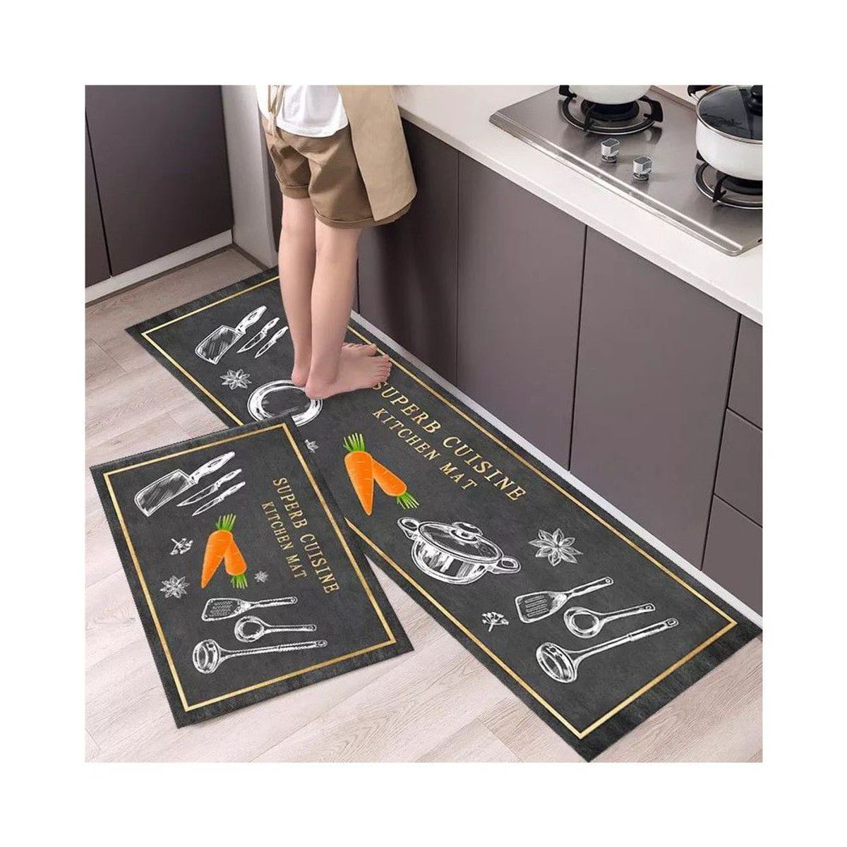 GENERICO - Pack x 2 Alfombra decorativa tapete antideslizante Modelo Aleatorio