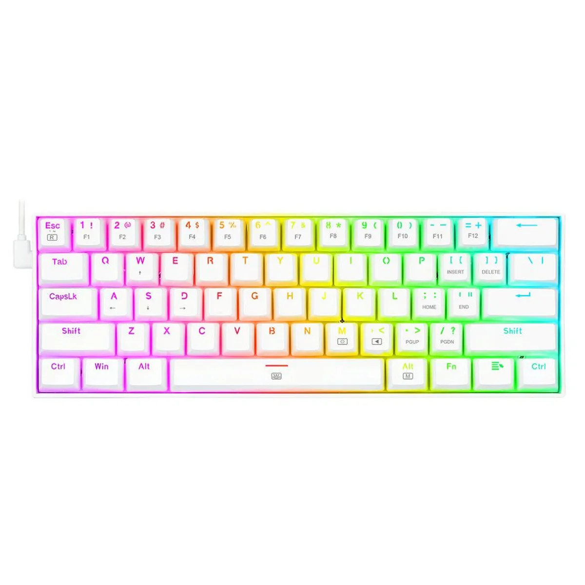 REDRAGON - Redragon - Teclado Dragonborn K630W RGB 60 Switch Red - White