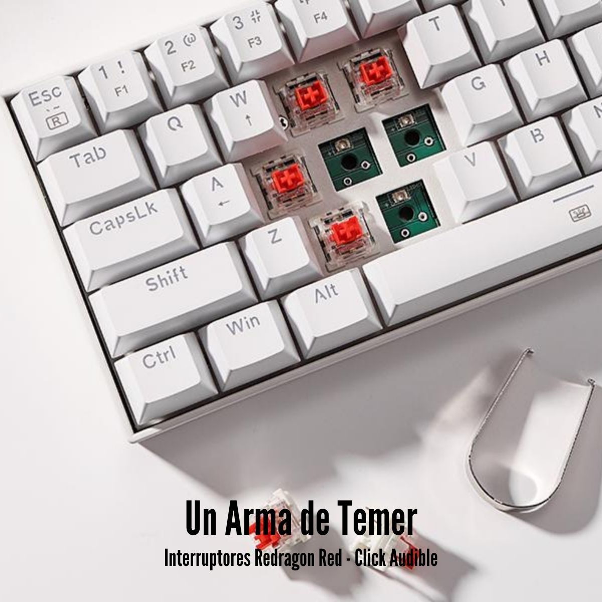 REDRAGON - Redragon - Teclado Dragonborn K630W RGB 60 Switch Red - White