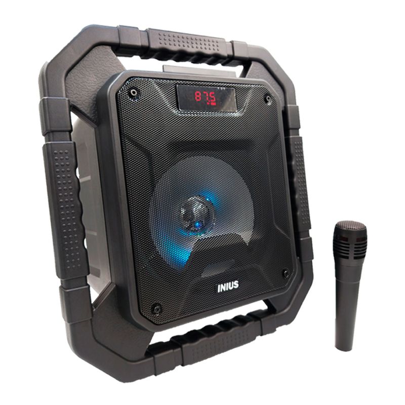 INIUS - Parlante Inalámbrico Inius Karaoke con Micrófono y Luces RGB
