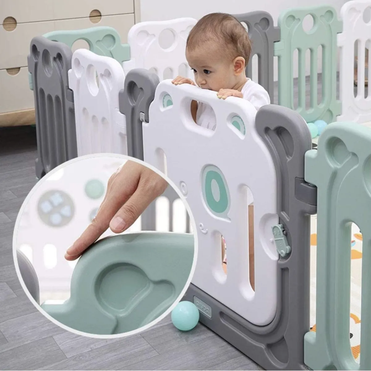 LA SONAJA - CORRAL VALLA PLAYPEN AQUA GRIS BLANCO VERDE 189M X 192M